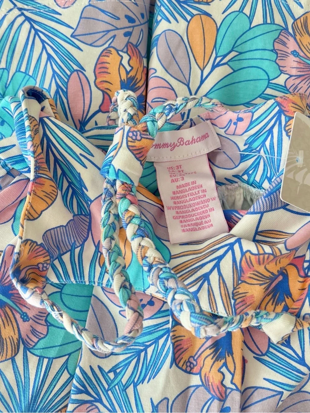 (NWT) Tommy Bahama White & Multicolor Pastel Floral Dress Kids Size 3T BEAUTIFUL
